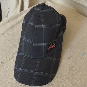 Men's Black & White Plaid One Size Fits All Dickies Cap with Red Logo